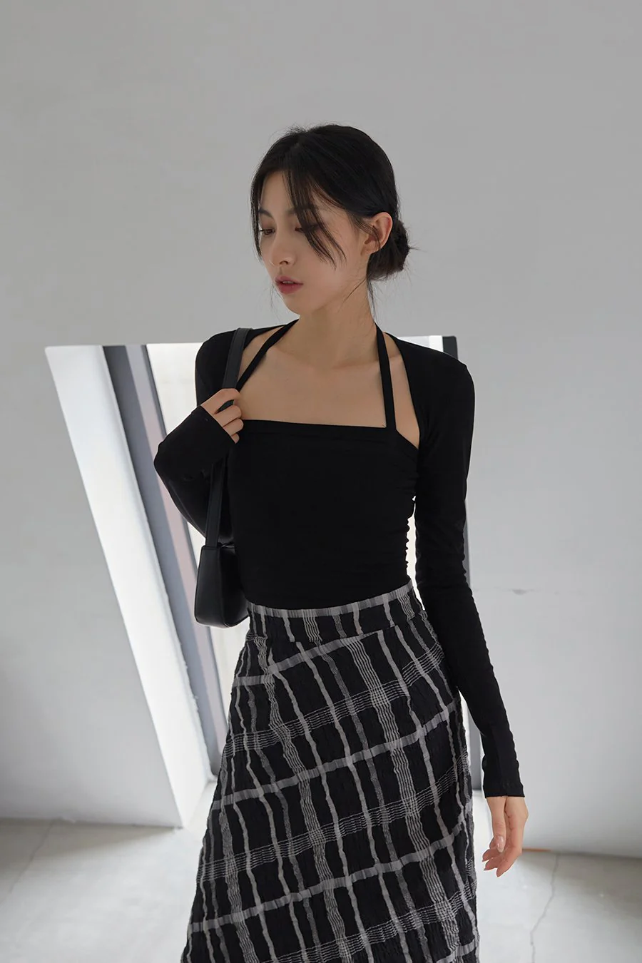 Checked Pattern Maxi Flare Skirt - Image 9