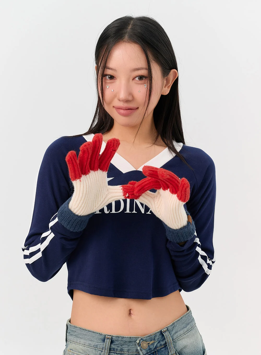 Color Block Knit Gloves IN302 - Image 6