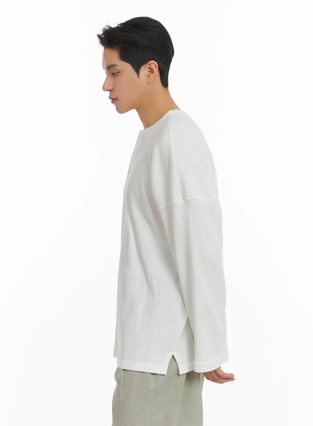 Men's Quarter Button Round Neck Long Sleeve IA401 - Image 5