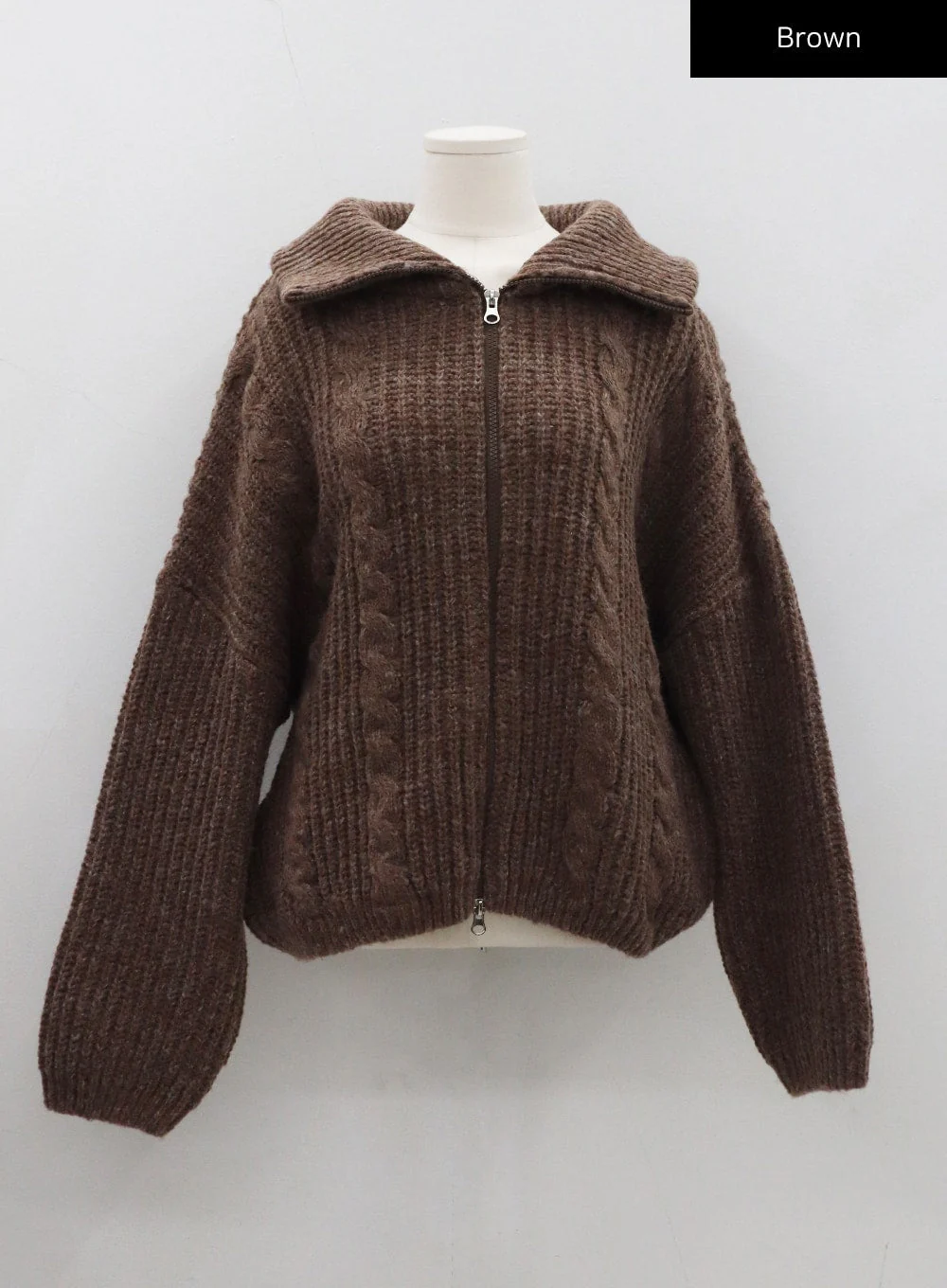Twist Pattern Two Way Zipper Knit Cardigan CD20 - Image 11