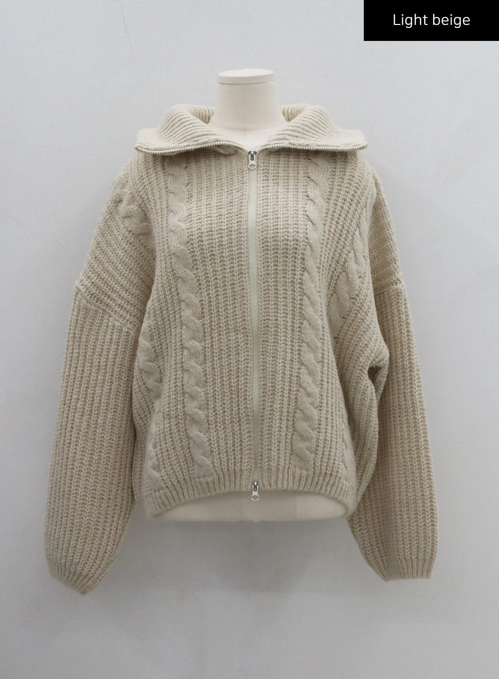 Twist Pattern Two Way Zipper Knit Cardigan CD20 - Image 7